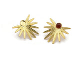 Brass Sun Earring, 2 Raw Brass Sunshine Stud Earrings - Pad Size 6mm N0707