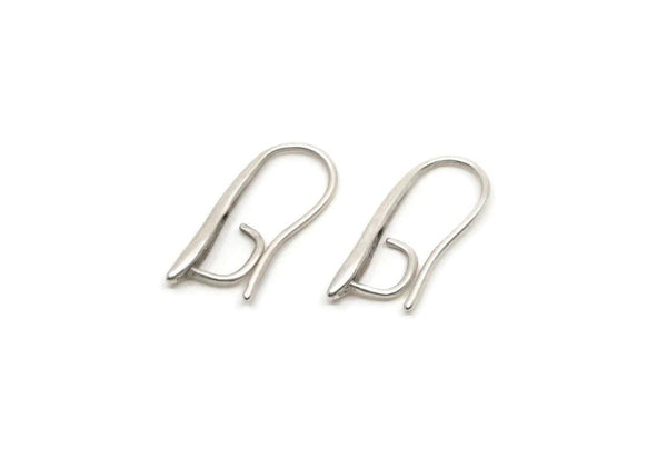 Silver Ear Hooks, 8 Antique Silver Plated Brass Earring Wires, Earring Hooks (21mm) D1328