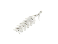 Silver Leaf Charm, 6 Antique Silver Plated Brass Ear Of Wheat Charms With 1 Loop, Charm Pendants (43x13x0.60mm) A3238