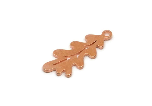 Copper Leaf Charm, 4 Pieces Raw Copper Flower Charms With 1 Loop, Findings (20x8x0.80mm) SMP2800
