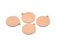Copper Round Charm, 24 Raw Copper Round Charms With 1 Loop, Findings (16x14x0.80mm) M01603