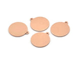 Copper Round Charm, 24 Raw Copper Round Charms With 1 Loop, Findings (16x14x0.80mm) M01603