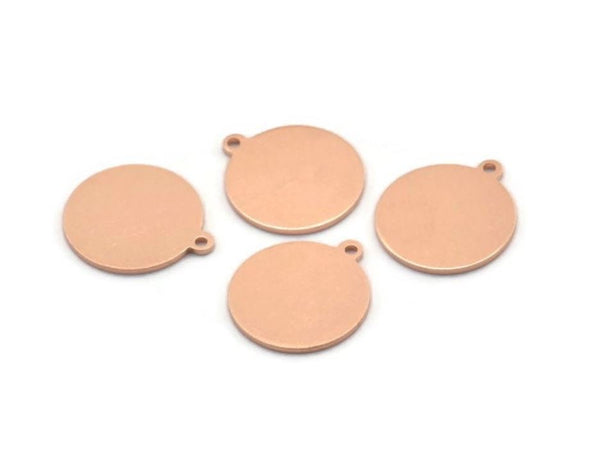 Copper Round Charm, 24 Raw Copper Round Charms With 1 Loop, Findings (16x14x0.80mm) M01603