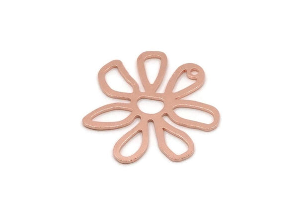 Copper Flower Charm, 1 Pieces Raw Copper Flower Charms With 1 Hole, Earring Charms, Findings (25x26x0.80mm) SMP2841