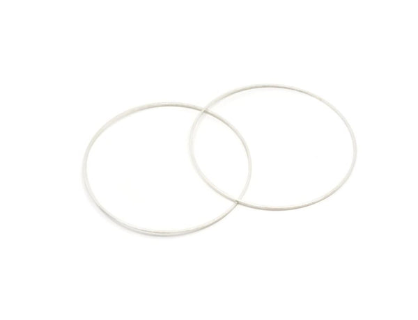 60mm Circle Connectors, 6 Antique Silver Plated Brass Circle Connectors (60x1x1mm) Bs 1105 Q0680