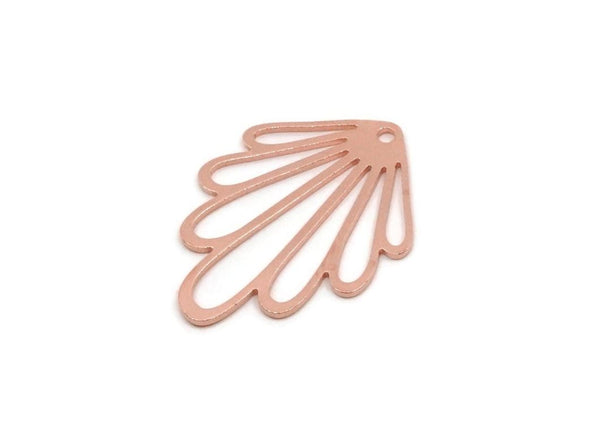 Copper Leaf Charm, 2 Pieces Raw Copper Flower Charms With 1 Hole, Findings (27.5x20x0.80mm) SMP2842