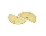 Gold Semi Circle, 6 Gold Plated Brass Textured Half Moon Connector With 2 Holes, Charms, Pendants (21x10.5x0.80mm) D0615 Q0762