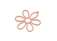 Copper Flower Charm, 1 Pieces Raw Copper Flower Charms With 1 Loop, Earring Findings (32x27x0.80mm) SMP2848