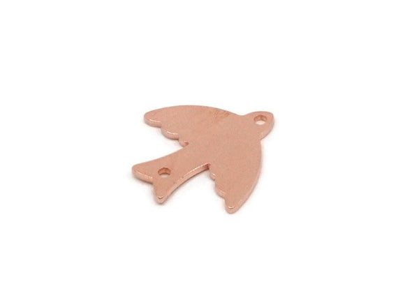 Copper Bird Charm, 2 Pieces Raw Copper Bird Charms With 2 Holes, Connector Findings, Earring Charms (15x15x0.80mm) SMP2862