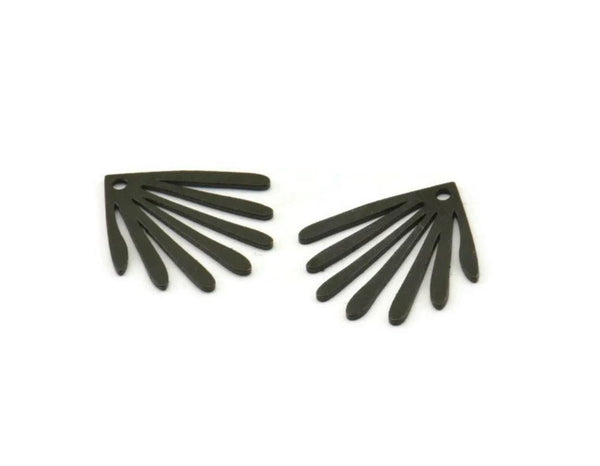 Black Fringed Charm, 12 Oxidized Black Brass Fringed Charms With 1 Hole (17x15x0.60mm) A3194