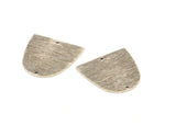 D Shaped Charm, 6 Antique Silver Plated Brass Textured D Shaped Connectors With 2 Holes, Earrings, Findings (20x20x0.50mm) D0809 H0796