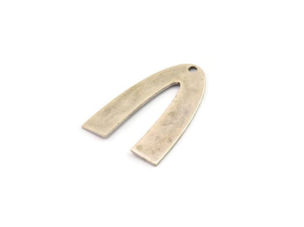 Silver Geometric Charm, 6 Antique Silver Plated Brass V Shaped Charms With 1 Hole, Pendants, Findings (25x18x0.70mm) B0241