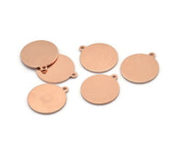 Copper Round Charm, 24 Raw Copper Round Charms With 1 Loop, Findings (16x14x0.80mm) M01603