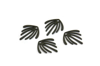 Black Fringed Charm, 24 Oxidized Black Brass Fringed Charms With 1 Hole (15x14x0.60mm) A3193 H0943