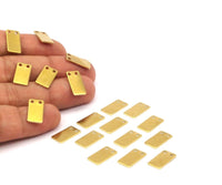 Brass Necklace Bar, 36 Raw Brass Rectangle Stamping Blanks with 2 Holes, Necklace Pendants (15x8x0.80mm) D0335-05--Y022