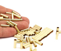 Raw Brass Spacer Beads, Raw Brass Tubes (4x14mm) BRC203--N0687