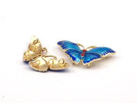 Brass Enamel 2 Butterfly Connector- Hidden Hole (30x15mm)  B-2