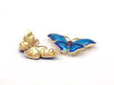 Brass Enamel 2 Butterfly Connector- Hidden Hole (30x15mm)  B-2