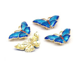 Brass Enamel 2 Butterfly Connector- Hidden Hole (30x15mm)  B-2
