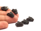 1 Gunmetal Leopard Head Beads, Cz Micro Pave Bead 17x10mm W01000 B-4