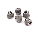 1 Silver Tone Brass Heart Beads, CZ Micro Pave Beads (12x11.50mm) Hole Size 5mm   wpdl065 L-03