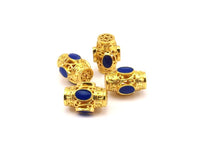Brass Enamel Oval Connector Tube Beads (17x13mm)   B-2