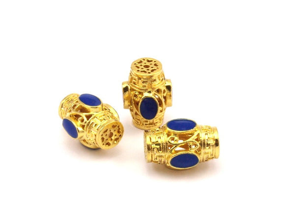 Brass Enamel Oval Connector Tube Beads (17x13mm)   B-2