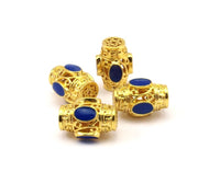 Brass Enamel Oval Connector Tube Beads (17x13mm)   B-2
