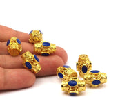 Brass Enamel Oval Connector Tube Beads (17x13mm)   B-2