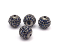 Cubic Zirconia Ball Bead, 1 Pc Navy Micro Pave Cz Cubic Zirconia 10 Mm Ball Bead W00003 B-4