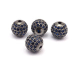Cubic Zirconia Ball Bead, 1 Pc Navy Micro Pave Cz Cubic Zirconia 10 Mm Ball Bead W00003 B-4
