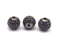 Cubic Zirconia Ball Bead, 1 Pc Navy Micro Pave Cz Cubic Zirconia 10 Mm Ball Bead W00003 B-4