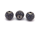 Cubic Zirconia Ball Bead, 1 Pc Navy Micro Pave Cz Cubic Zirconia 10 Mm Ball Bead W00003 B-4