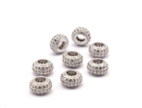 1 Micro Pave CZ Cubic Zirconia Rondelle Bead (8.50x5mm)  W00196 B-3