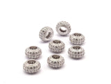 1 Micro Pave CZ Cubic Zirconia Rondelle Bead (8.50x5mm)  W00196 B-3