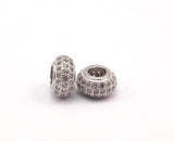 1 Micro Pave CZ Cubic Zirconia Rondelle Bead (8.50x5mm)  W00196 B-3