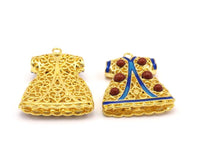 Enameled Brass Caftan Pendant( 38x28mm) R061 B-3