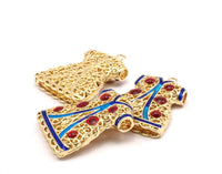 Enameled Brass Caftan Pendant ( 38x28mm) R061  B-1
