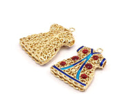 Enameled Brass Caftan Pendant ( 38x28mm) R061  B-1