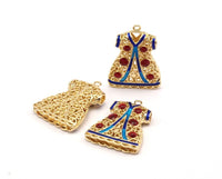 Enameled Brass Caftan Pendant ( 38x28mm) R061  B-1