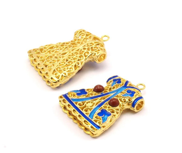 Enameled Brass Caftan Pendant ( 38x28mm) Brc231  B-4