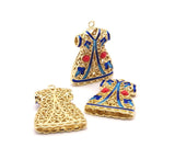 Enameled Brass Ottoman Caftan Pendant ( 38x28mm) BRC196--B-2