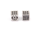 Cz Zirconia Silver Cube Bead 6mm Hole Size 1mm W1600816 B-4