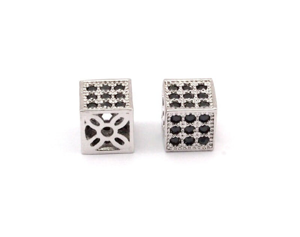 Cz Zirconia Silver Cube Bead 6mm Hole Size 1mm W1600816 B-4