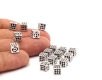 Cz Zirconia Silver Cube Bead 6mm Hole Size 1mm W1600816 B-4