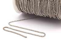Silver Brass Chain, 20 Meters 66 Feet 1.5 Mm Silver Tone Brass Faceted Ball Chain - W71