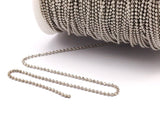Silver Brass Chain, 20 Meters 66 Feet 1.5 Mm Silver Tone Brass Faceted Ball Chain - W71