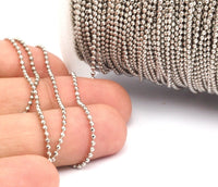Silver Brass Chain, 20 Meters 66 Feet 1.5 Mm Silver Tone Brass Faceted Ball Chain - W71