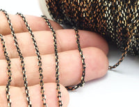Cable Chain, Brass Chain, 10 M (2x3mm) Brass Tiny Faceted Soldered Flat Cable Chain - ( Z149)