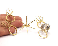 Claw Ring Blanks - 10 Raw Brass  6 Claws Ring Blanks for Natural Stones N0054